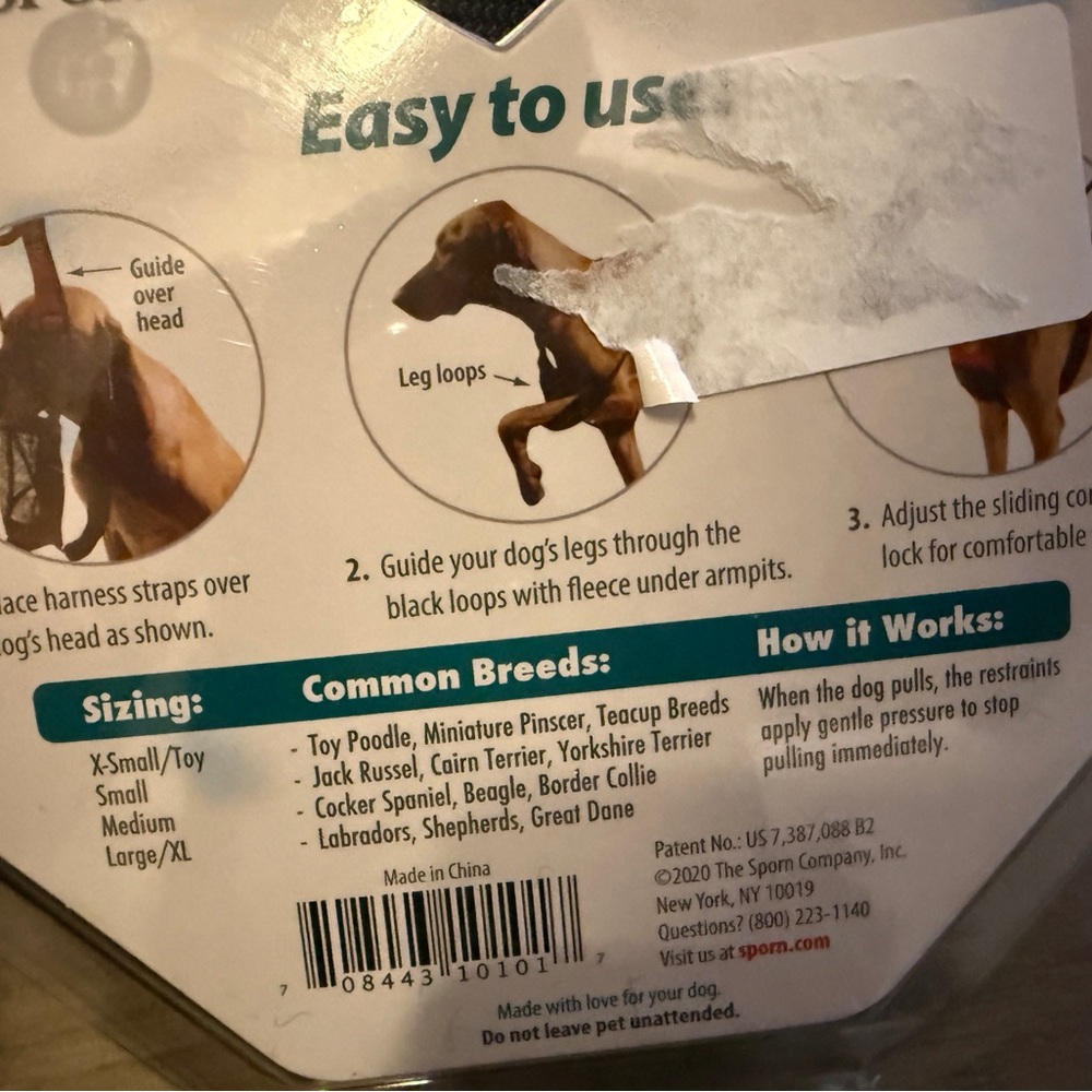 Sporn Dog Harness Stop Pulling Adjustable Neck Small 9 - 12" blue New - Picture 3 of 3